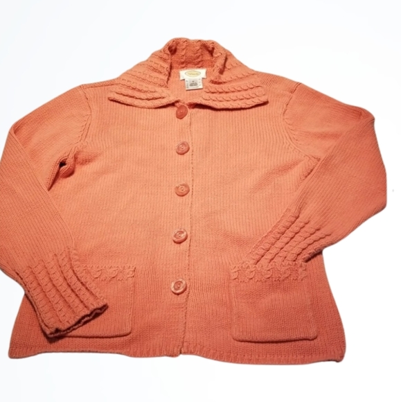 Talbots Sweaters - Talbots Heavier Weight Light Orange Cardigan Sz M
